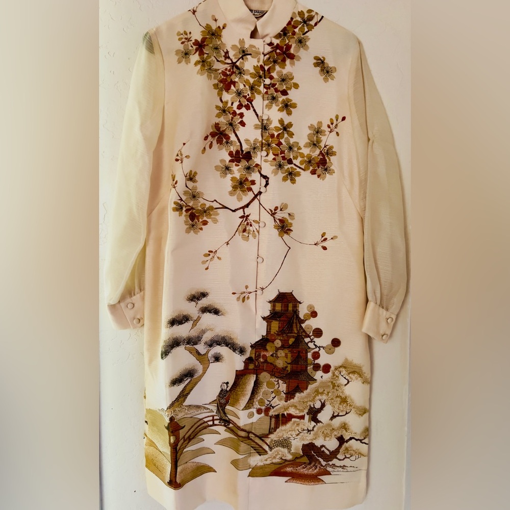 Alfred Shaheen 1959 Asian Print Sheath Dress Style 104-59 Sz 12